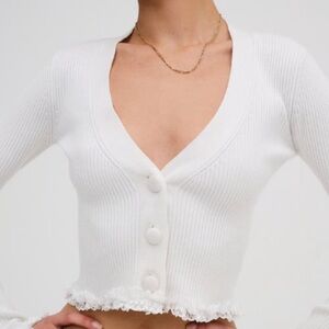 For Love And Lemons White Cardigan Sweater